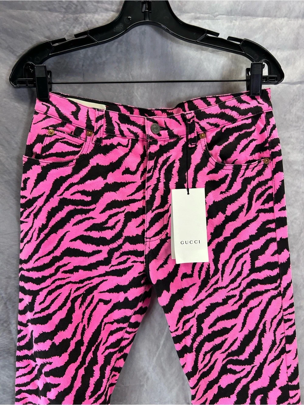 Gucci Pink and Black Zebra Skinny Jeans